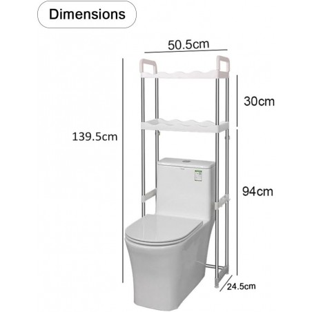 Hexar® Étagère de salle de bain à 2 niveaux, étagère de salle de bain en acier inoxydable de 20 kg, support de salle de bain peu