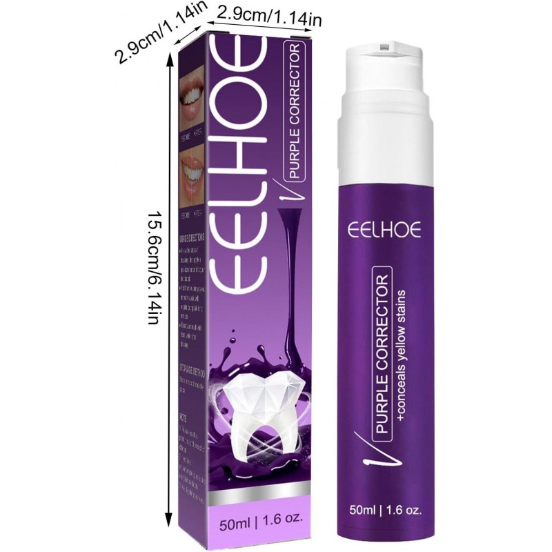 Dentifrice correcteur de couleur V34, 50 ml dentifrice correcteur de couleur pour blanchir les dents, correcteur de couleur pour