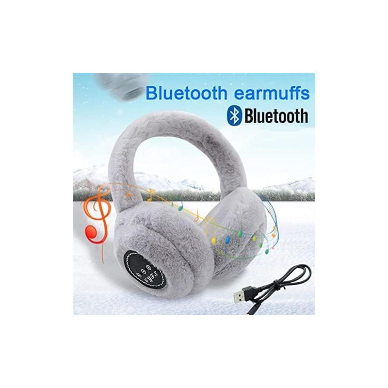 Smart E - Casque Bluetooth sans fil Casque antibruit chaud et moelleux 2022 Nouvel écouteur d'hiver avec microphone adapté aux