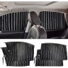 Homesprit Lot de 4 rideaux pare-soleil magnétiques coulissants pour fenêtre latérale de voiture pour protection UV, sommeil de