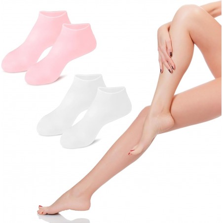 HENGBIRD Lot de 2 paires de chaussettes hydratantes en silicone pour la peau sèche et rugueuse et antidérapantes à l'aloe vera