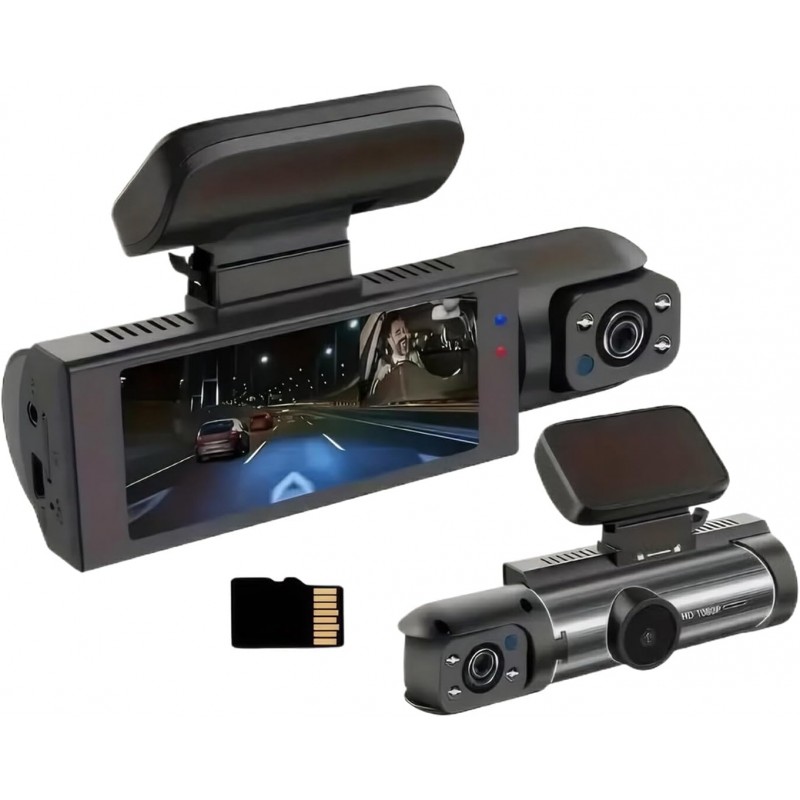 lerwliop Caméra de Voiture Angle 170 °, enregistreur 1080P, Tableau de Bord HD, rétroviseur avec caméra de Voiture ABS, caméra