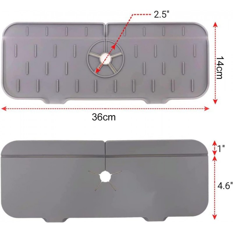 Tapis de robinet en silicone - Poignée de robinet en silicone - Protection anti-éclaboussures pour évier de cuisine et de salle