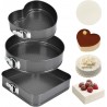 Lot de 3 moules à gâteau ronds en acier au carbone - Forme carrée - Démoulage facile - Double revêtement - Pour cuisine