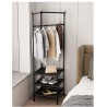 Étagère à chaussures Porte-manteau d'angle sur pied Chambre à coucher Armoire à vêtements Cintre Portable Porte-vêtements Facile