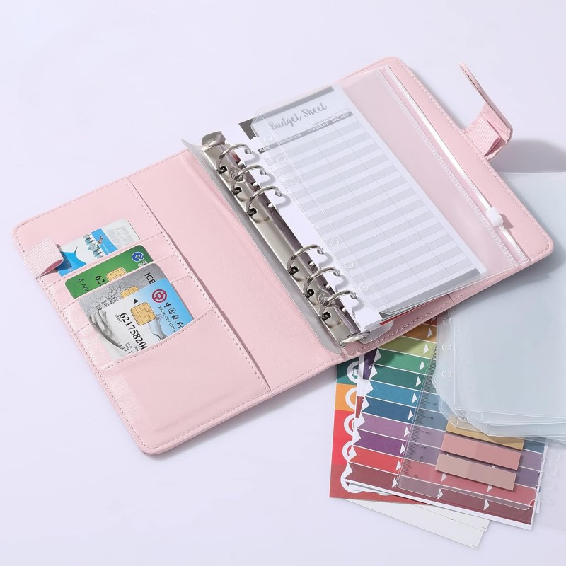 MOFELON Budget Planner Budget Binder,A6 Budget Binder Liaison en cuir A6, budget Planner budgétaire, organiseur financier avec