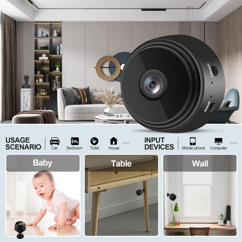 Mini caméra de sécurité magnétique, Mini caméra de sécurité magnétique sans Fil 1080p HD avec Vision Nocturne, utilisable à