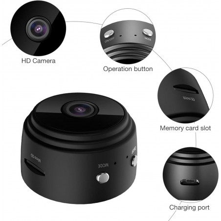 Mini caméra de sécurité magnétique, Mini caméra de sécurité magnétique sans Fil 1080p HD avec Vision Nocturne, utilisable à