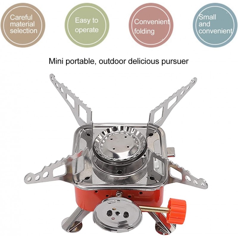 Cuisinière à Gaz d'extérieur, Mini Cuisinière Carrée Pliable et Portable, avec Sac à Dos et Poêles de Randonnée pour Camping