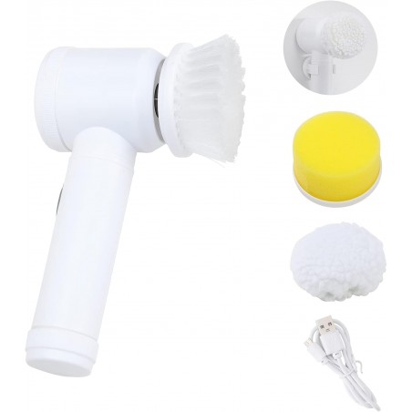 GMtes Épurateur à Rotation électrique, Outil de Nettoyage Domestique Brosse de Nettoyage électrique avec 3 têtes de Brosse de