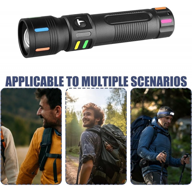 Zoom Flashlight - Powerful Handheld Flashlight - Zoomable Water Resistant Zoom Flashlight for Night Lighting, Biking, Camping,