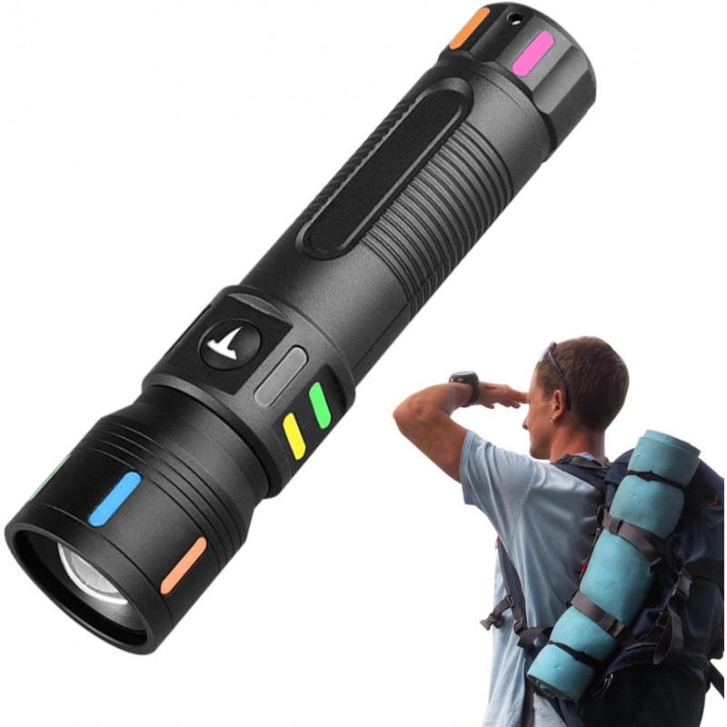 Zoom Flashlight - Powerful Handheld Flashlight - Zoomable Water Resistant Zoom Flashlight for Night Lighting, Biking, Camping,