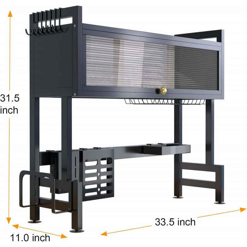 Égouttoir à vaisselle au-dessus de l'évier, égouttoir à vaisselle en acier inoxydable avec porte-ustensiles, égouttoir de
