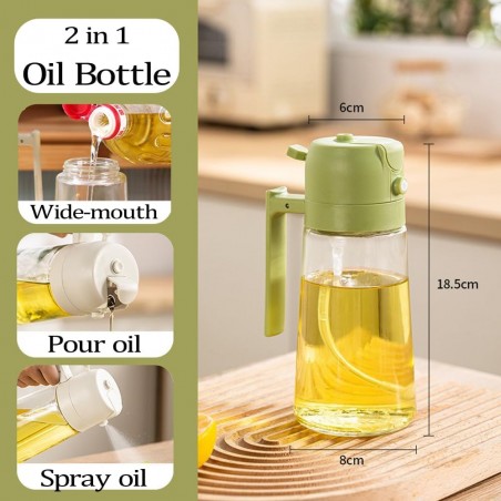 MENUBWPP 2 en 1 Pulvérisable et Versable Verre Bouteille D'huile, Huile Pulvérisateur et Distributeur, Huile D'olive Contrôle