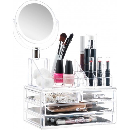 Masirs Clear Makeup Organizer - Acrylique Cosmétique Vanity Rangement Organisateurs pour Filles Dresser, Salle de bains, Bureau