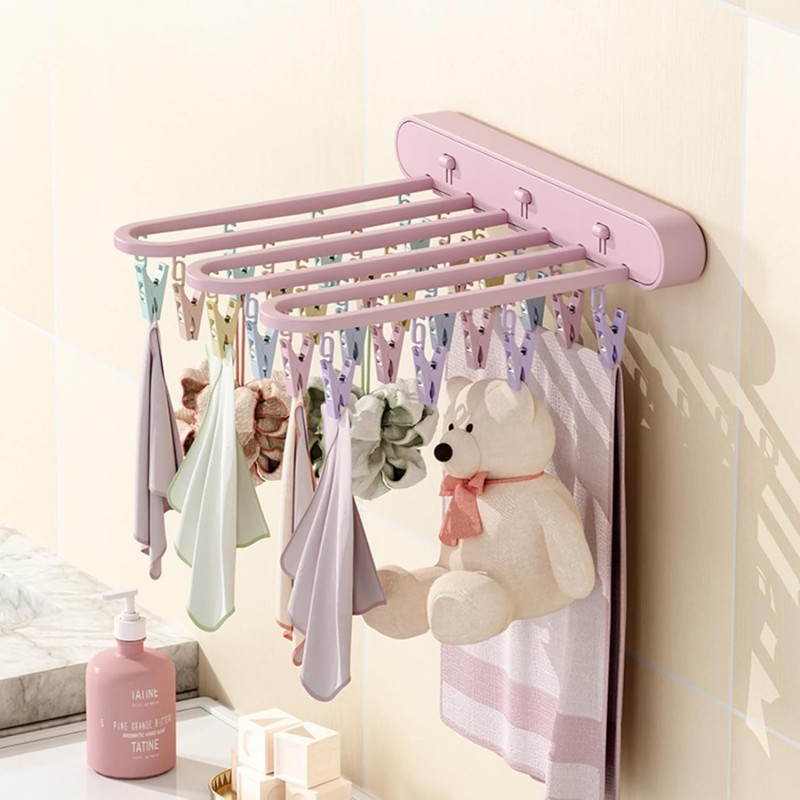 Clips de chaussettes pour le linge | Séchoir mural pliable avec clips pour chaussettes - Clips de chaussettes de Drainage à Clip