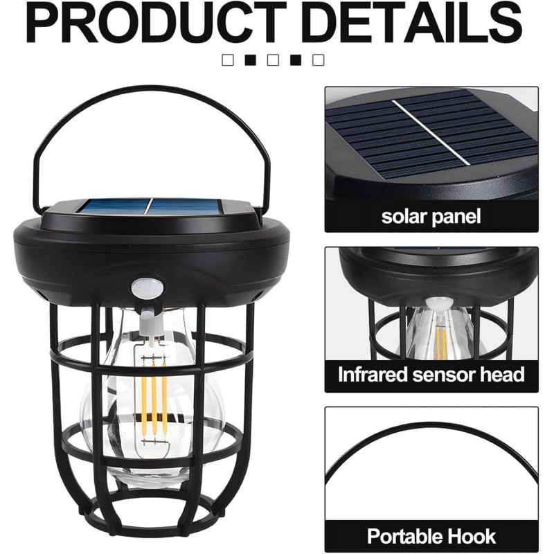 Lanterne LED pour extérieur – Lampes solaires rechargeables étanches | Lanterne d'extérieur multifonctionnelle à haute